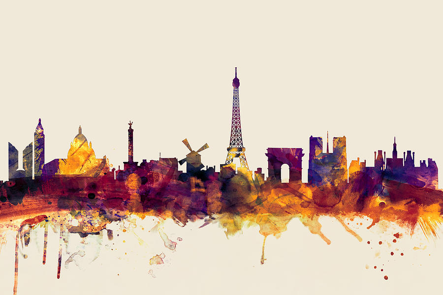 Paris Digital Art - Paris France Skyline #5 by Michael Tompsett
