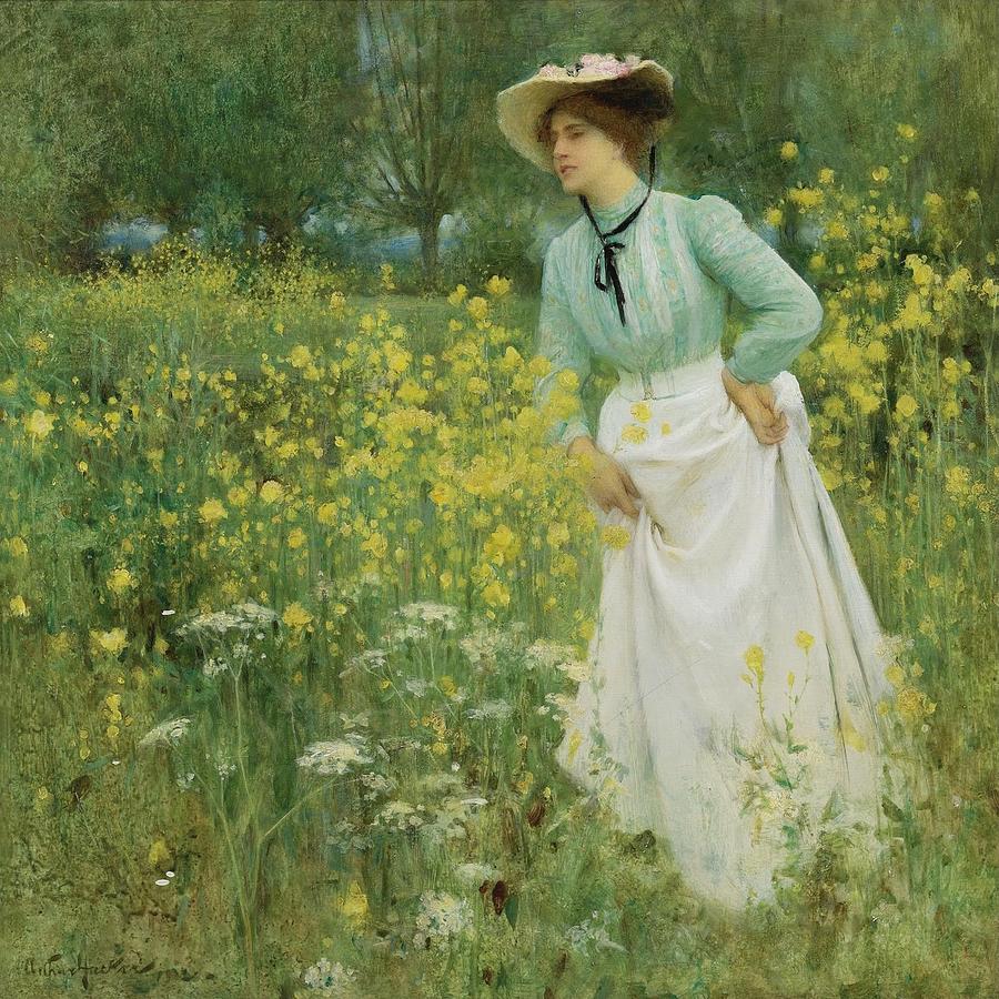 Picking Wildflowers Painting by Arthur Hacker