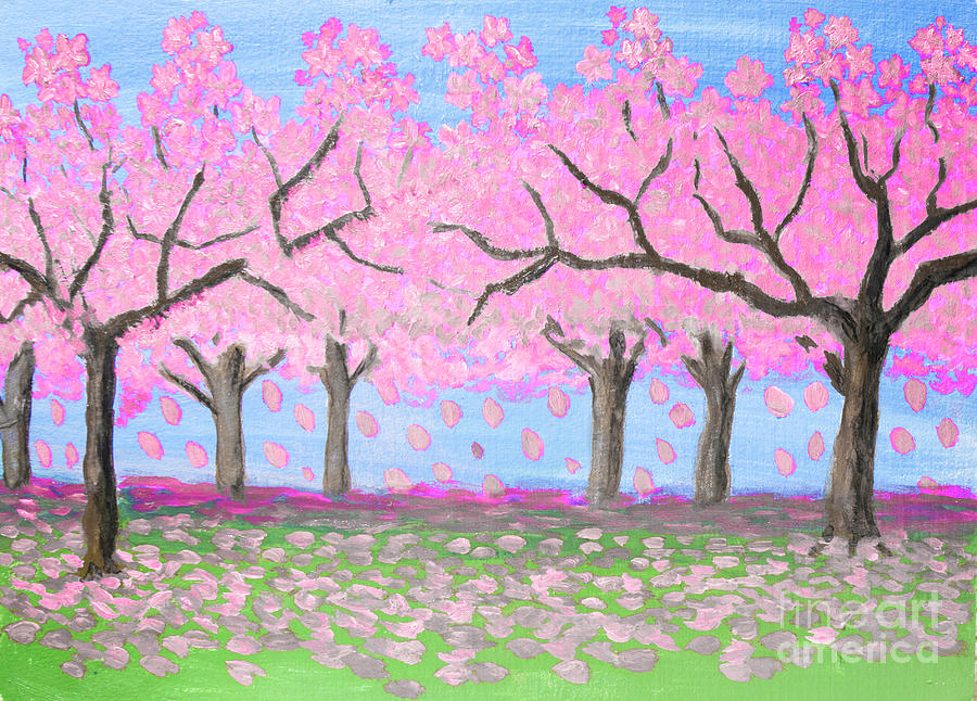 Pink garden, oil painting #5 Painting by Irina Afonskaya