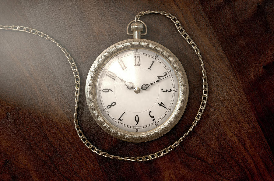 Clock Digital Art - Pocket Watch On Chain #5 by Allan Swart