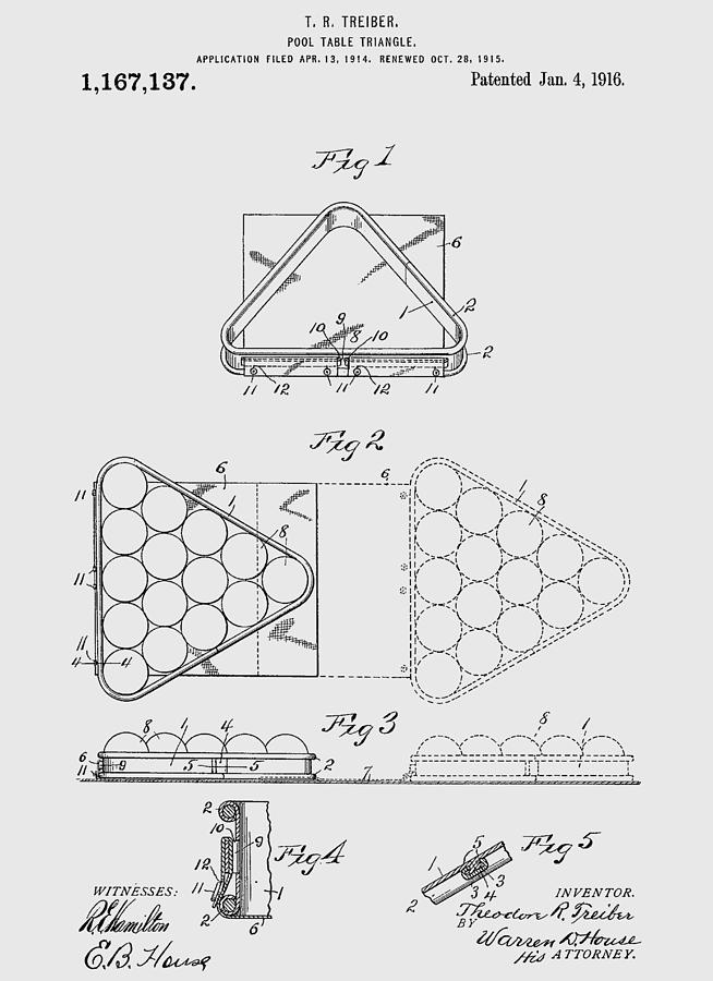 Pool table triangle patent from 1915 #6 Photograph by Chris Smith