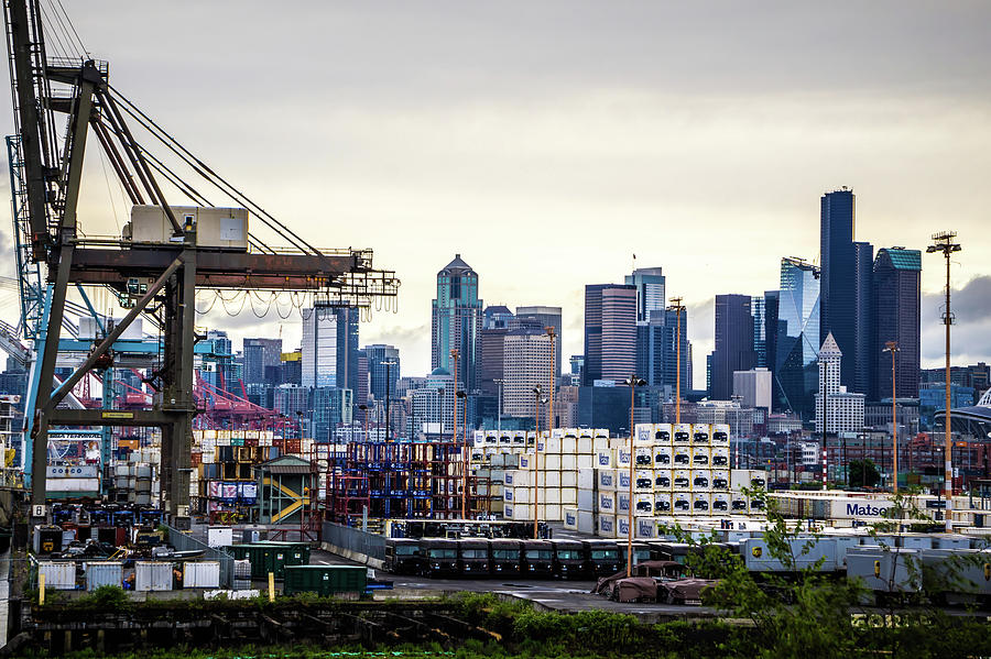 Port Of Seattle With Downtown Skyline Early Morning #5 Photograph by Alex Grichenko