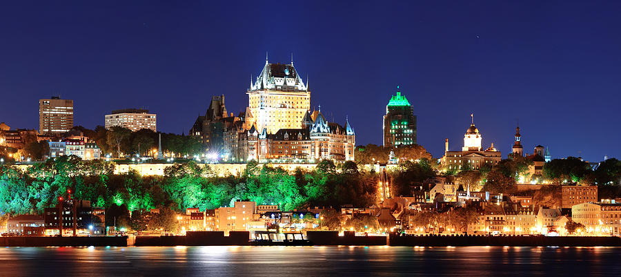 Quebec City at night #5 Photograph by Songquan Deng