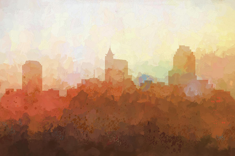 Raleigh North Carolina Skyline #5 Digital Art by Marlene Watson