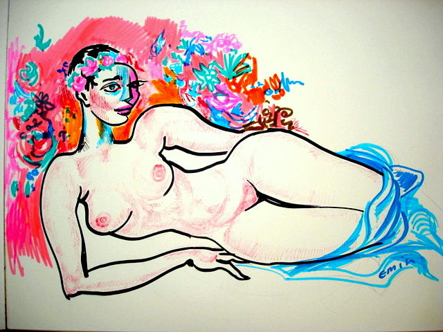 Reclining nude #5 Painting by Emin Guliyev