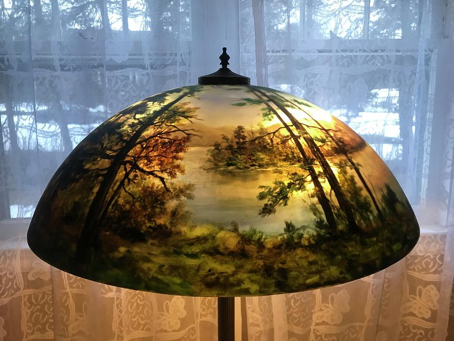 reverse painted glass lamp