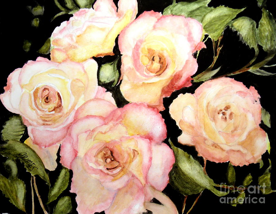 5 Roses of Beauty Painting by Carol Grimes