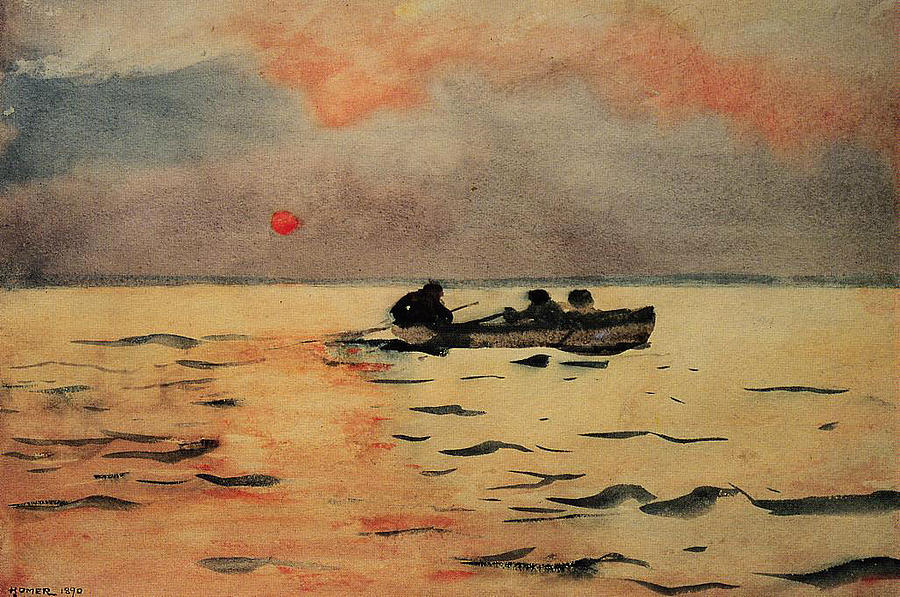 Winslow Homer Painting - Rowing Home #5 by Winslow Homer