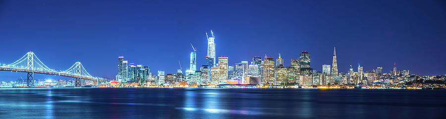 San Francisco California Cityscape Skyline At Night #5 Photograph by Alex Grichenko