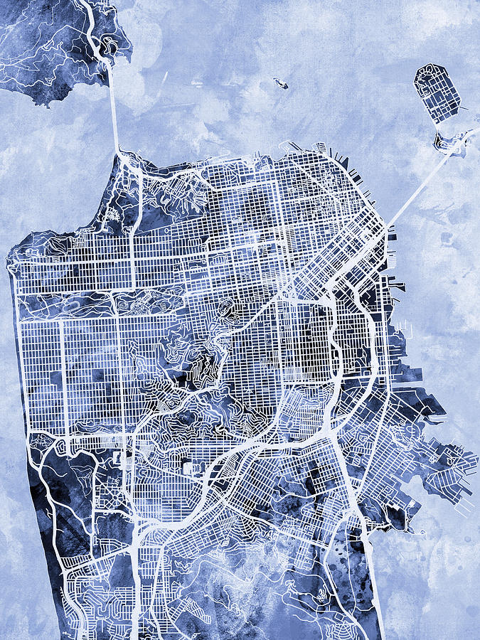 San Francisco City Street Map #5 Digital Art by Michael Tompsett