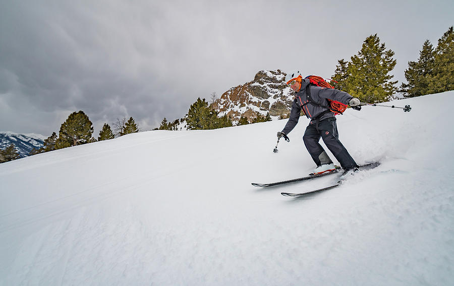 Nature Photograph - Shane Nelson skiing to Silver Peak near Sun Valley Idaho #5 by Elijah Weber