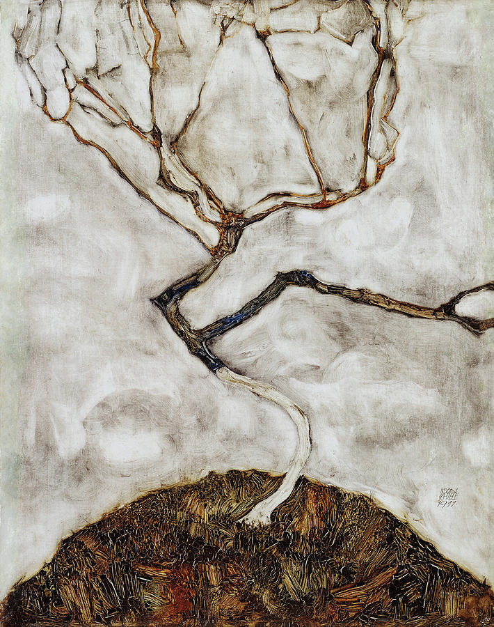 Egon Schiele Painting -  Small Tree in Late Autumn #6 by Egon Schiele