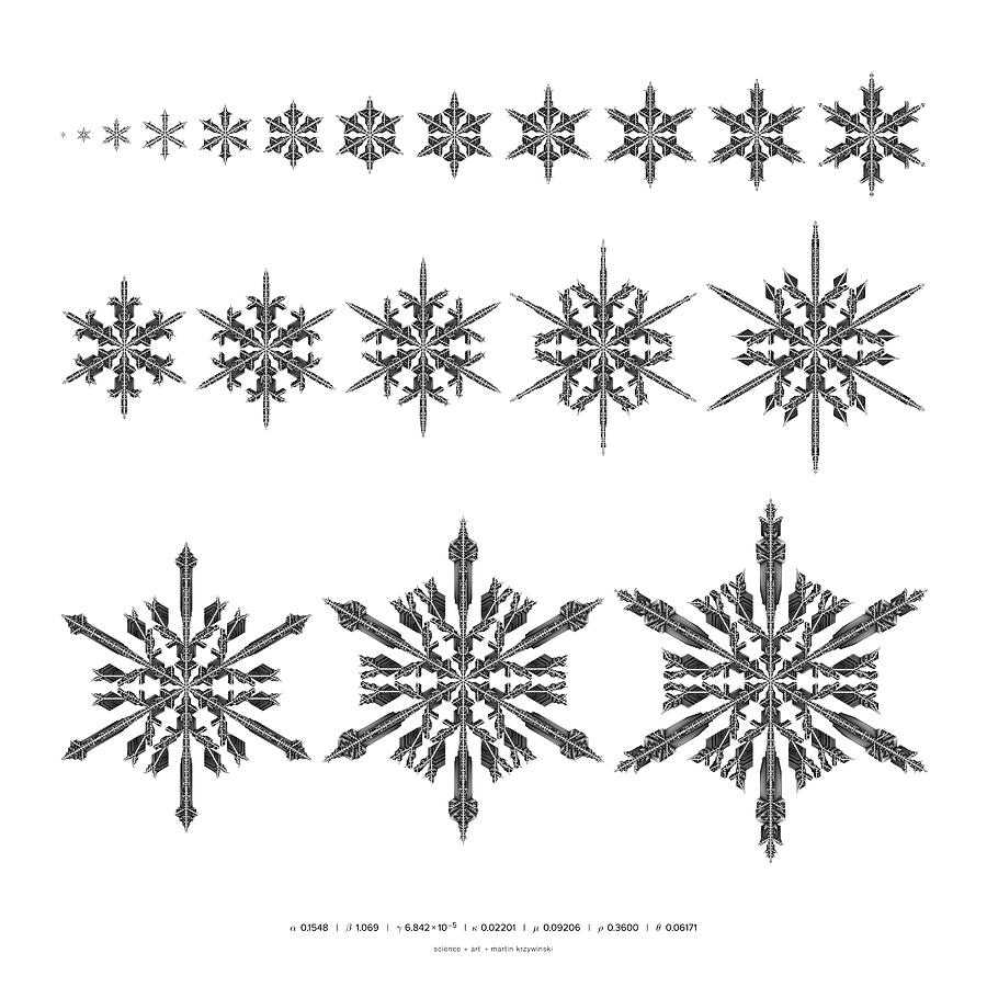 Snowflake simulation #5 Digital Art by Martin Krzywinski