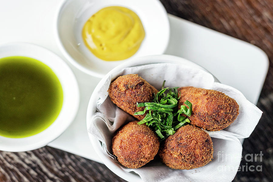 Spanish Portuguese Beef Pork Fried Croquette Croquetes Snack Foo Photograph