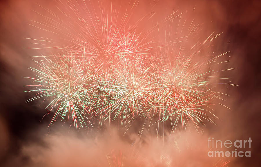 Spectacular fireworks show light up the sky. New year celebration. #5 Photograph by Michal Bednarek