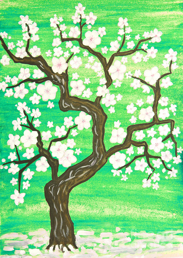 Spring tree in blossom, painting #5 Painting by Irina Afonskaya