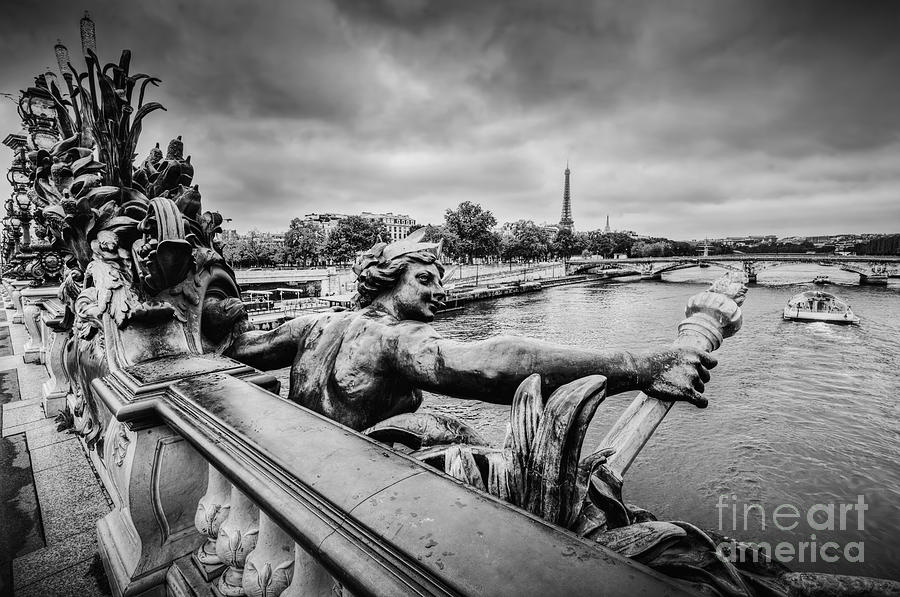 Statue on Pont Alexandre III bridge in Paris, France #5 Photograph by Michal Bednarek