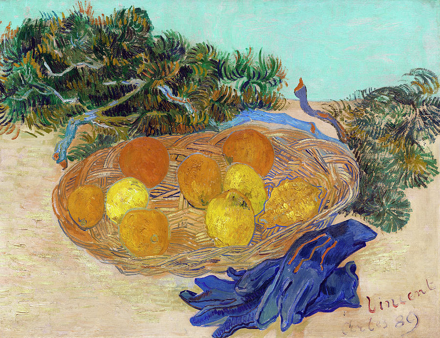 Still Life of Oranges and Lemons with Blue Gloves #7 Painting by Vincent van Gogh