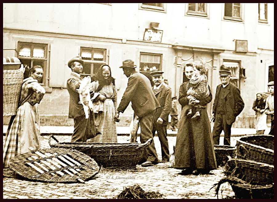 Street Market, Coburg, Germany, 1903, Vintage Photograph #5 Photograph by A Macarthur Gurmankin