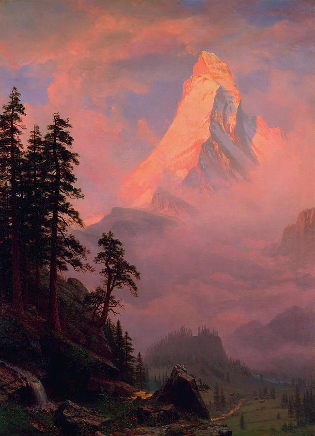 Albert Bierstadt  Painting - Sunrise On The Matterhorn #5 by Mountain Dreams