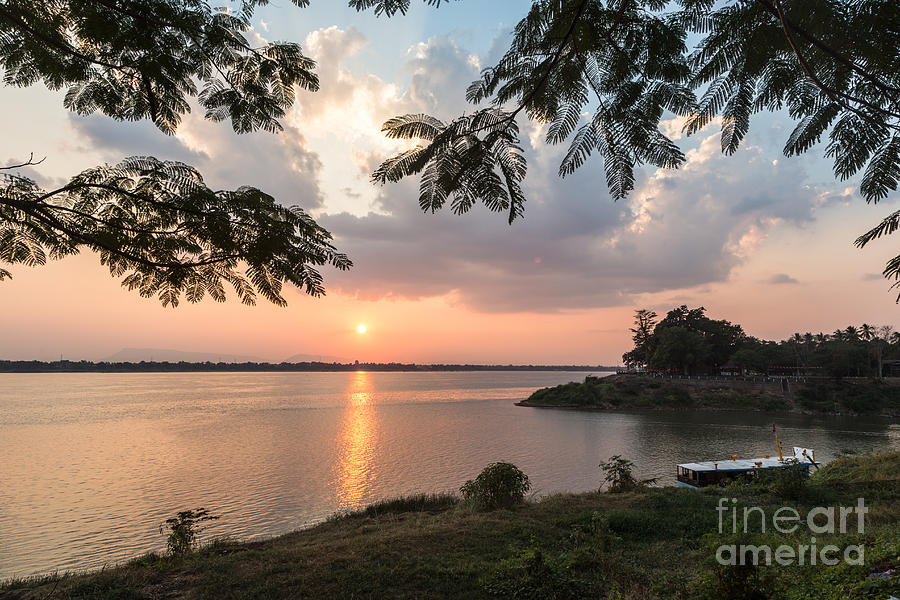 Sunset over the Mekong river #5 Photograph by Didier Marti