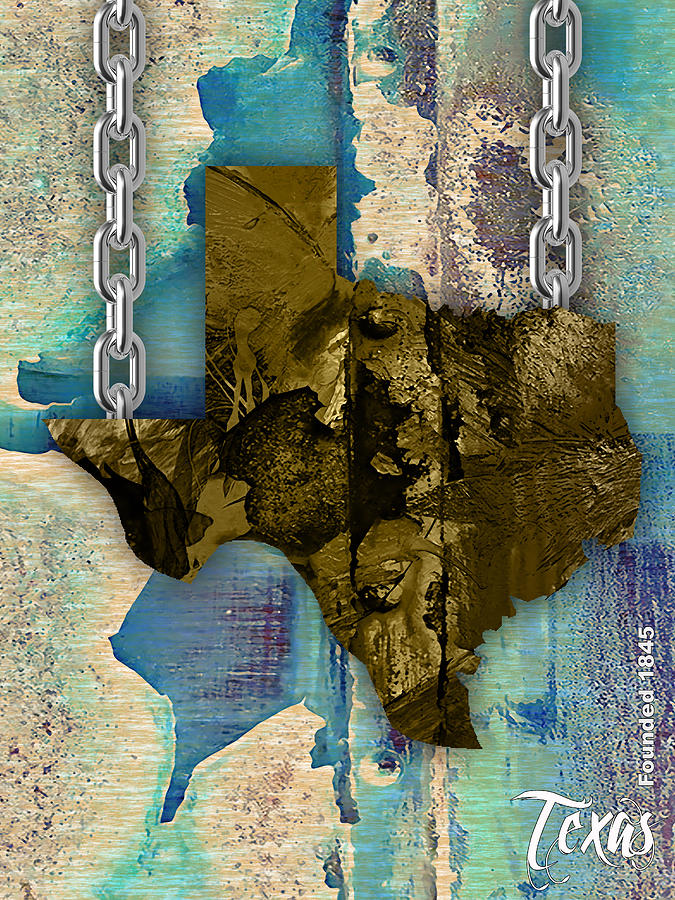 Texas State Map Collection #5 Mixed Media by Marvin Blaine