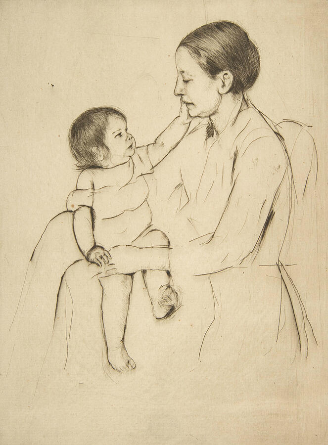 The Caress, from circa 1891 Relief by Mary Cassatt