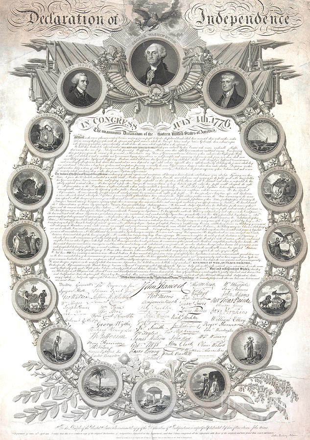 The Declaration of Independence Drawing by American School Pixels