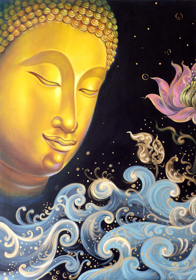 Acrylic Painting - The Light Of Buddhism by Chonkhet Phanwichien Acrylic Painting - The Light Of Buddhism by Chonkhet Phanwichien