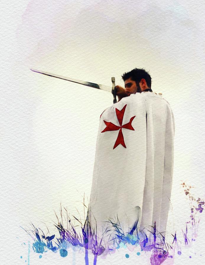Templar Painting - The Lone Crusader - Knights Templar #5 by Esoterica Art Agency