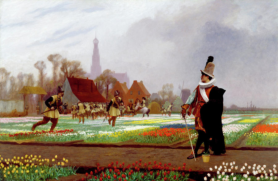 Tulip Painting - The Tulip Folly #5 by Jean-Leon Gerome