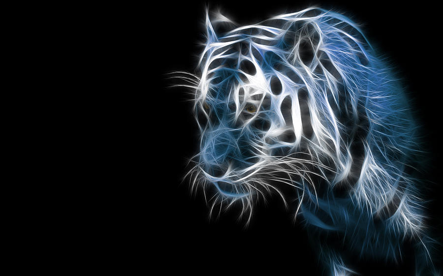 Space Digital Art - Tiger #5 by Maye Loeser