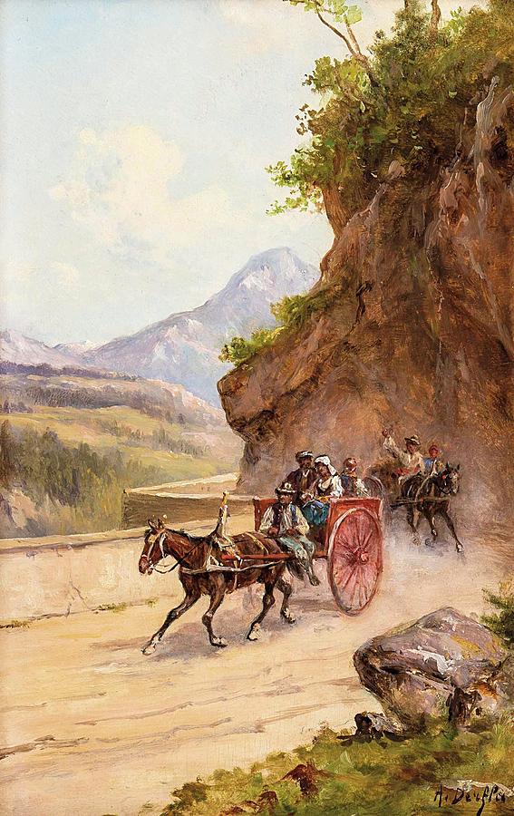 Horse Painting - Top A Horse On Mountain Road #5 by Alfred Steinacker