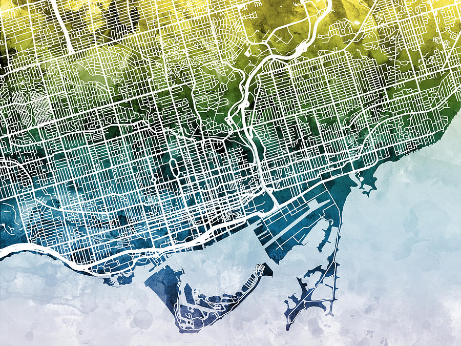 City Map Digital Art - Toronto Street Map #5 by Michael Tompsett