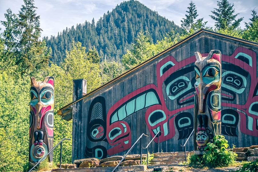 Totems Art And Carvings At Saxman Village In Ketchikan Alaska #5 Photograph by Alex Grichenko