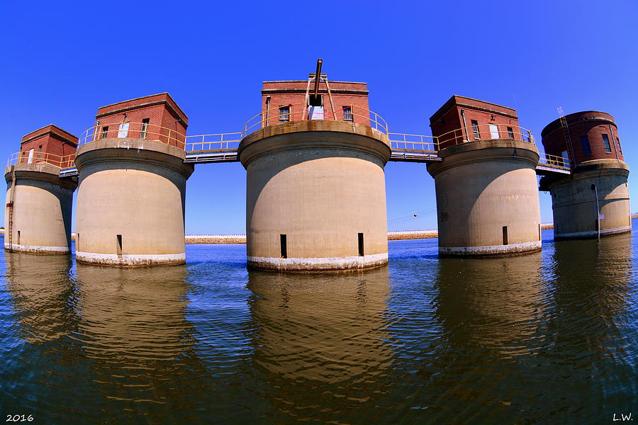 5 Towers At Dreher Shoals Dam On Lake Murray SC Photograph by Lisa Wooten