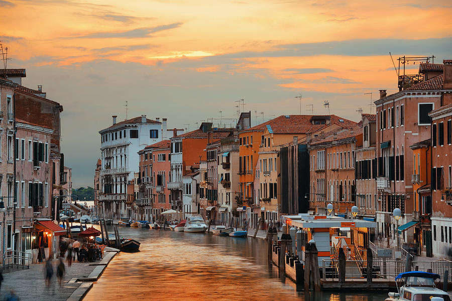 Venice grand canal sunset #5 Photograph by Songquan Deng