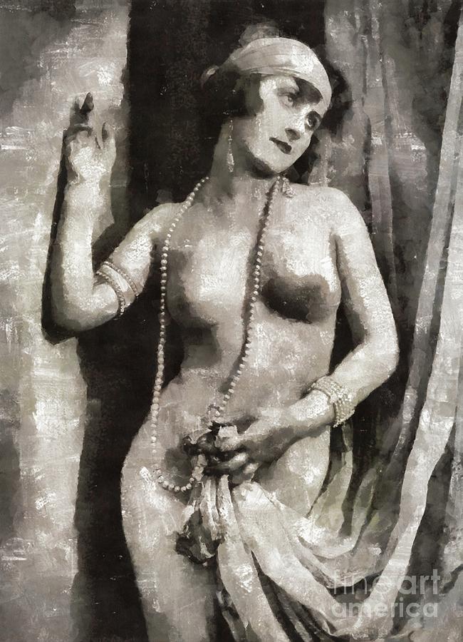 Clara Bow, Vintage Picture Star Nude Painting By Esoterica Art Agency