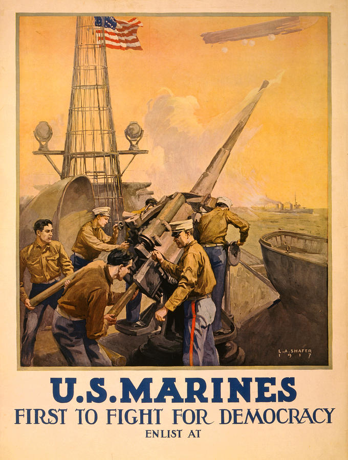 Vintage US Marines #5 Painting by Vintage Pix