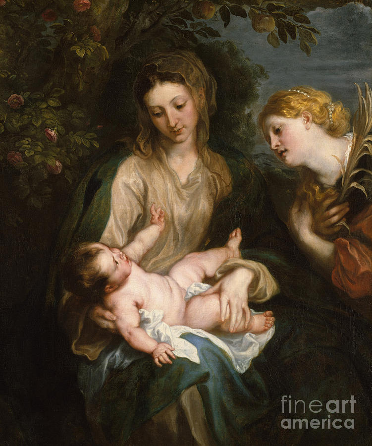 Virgin and Child with Saint Catherine of Alexandria Painting by Anthony Van Dyck