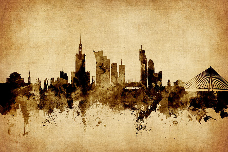 Warsaw Poland Skyline #5 Digital Art by Michael Tompsett