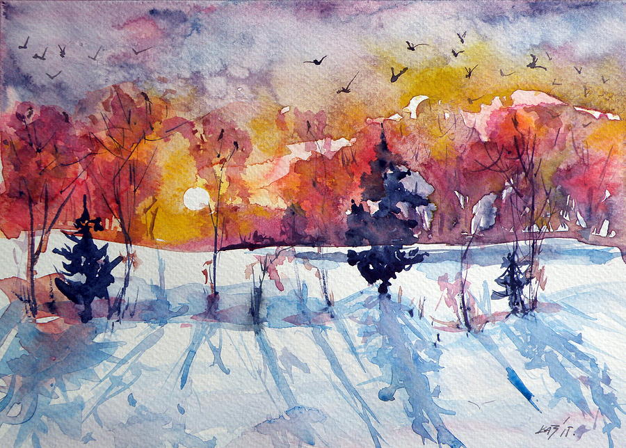 Winter Painting - Winter #4 by Kovacs Anna Brigitta
