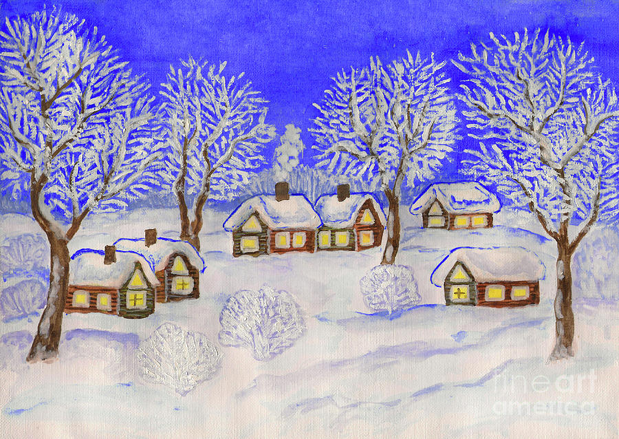 Winter landscape, painting #5 Painting by Irina Afonskaya