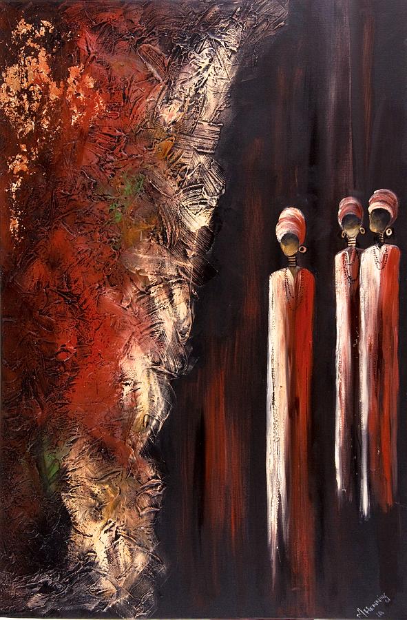 Women Painting - 5 Wives2 by Marietjie Henning