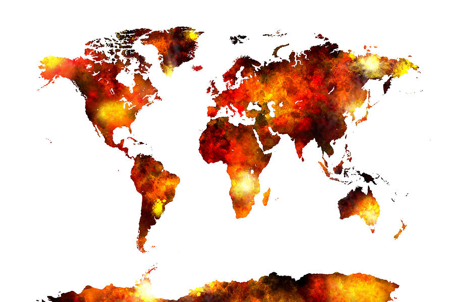 World Map Watercolor #5 Digital Art by Michael Tompsett