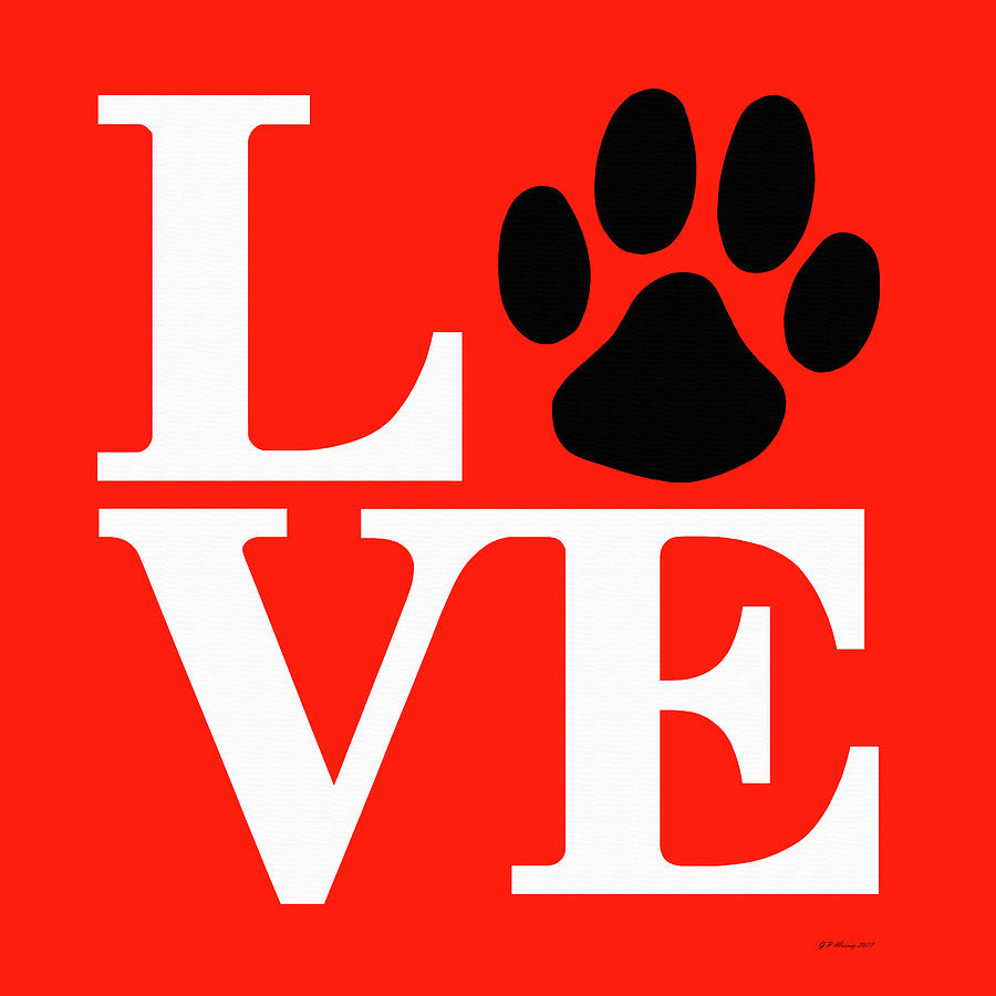 Dog Paw Love Sign #50 Digital Art by Gregory Murray
