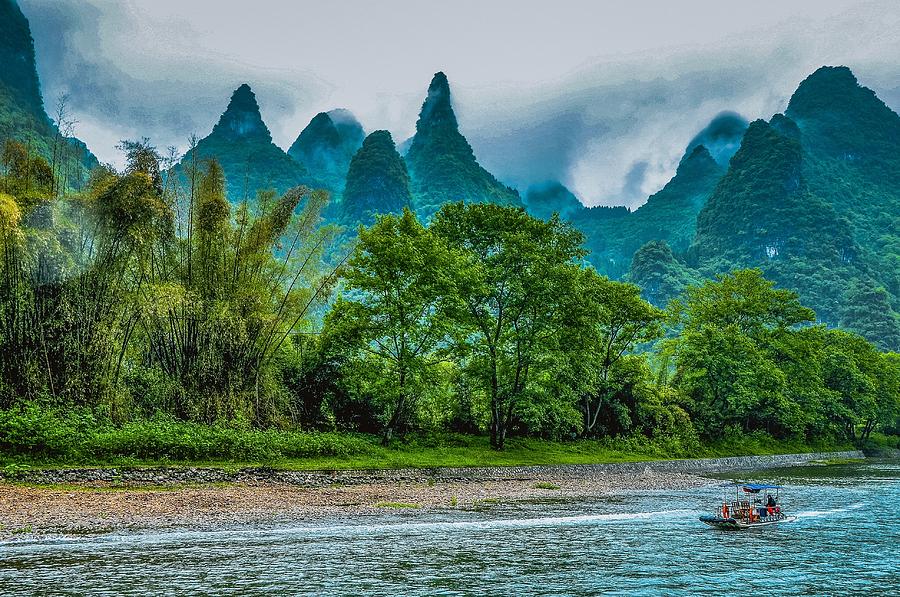 Karst mountains and Lijiang River scenery #50 Photograph by Carl Ning