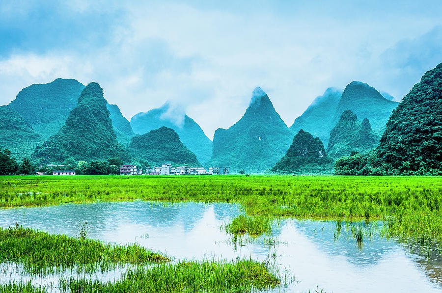 Karst rural scenery in raining Photograph by Carl Ning - Fine Art America