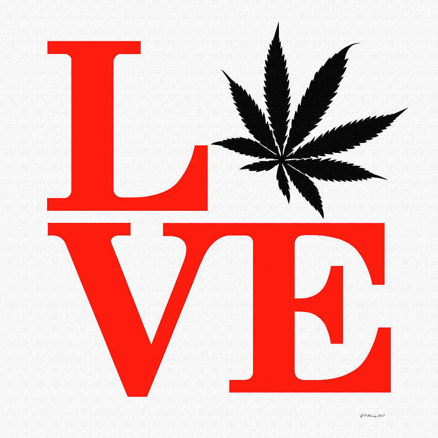 Marijuana Leaf Love Sign #50 Digital Art by Gregory Murray