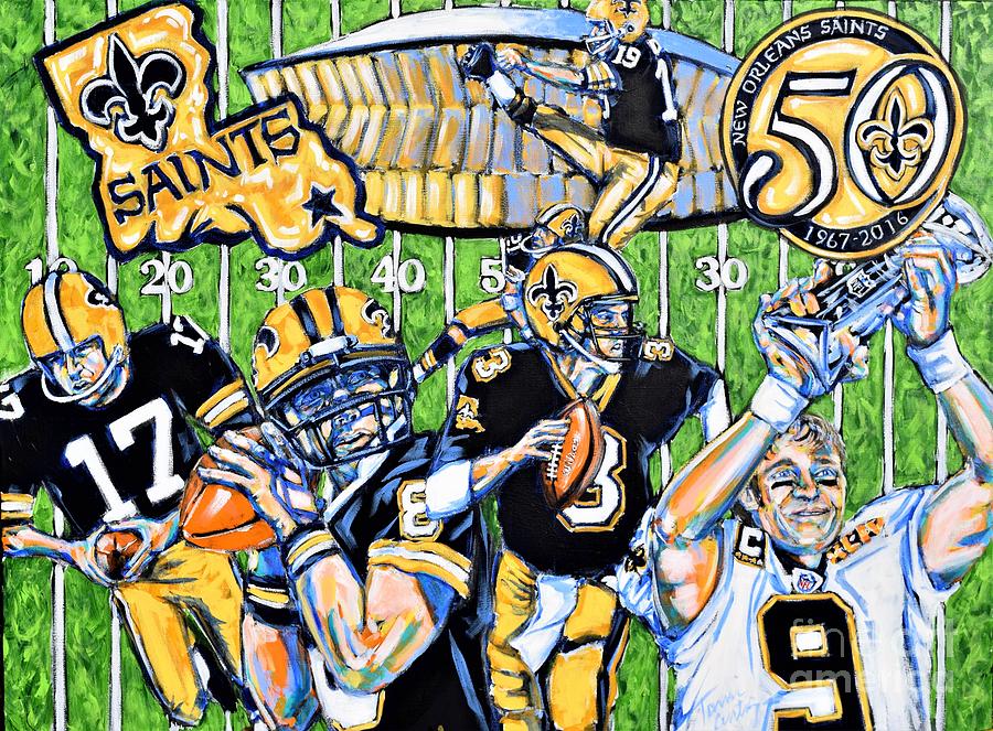 Drew Brees Painting - 50 Years Of Saints by Tami Curtis